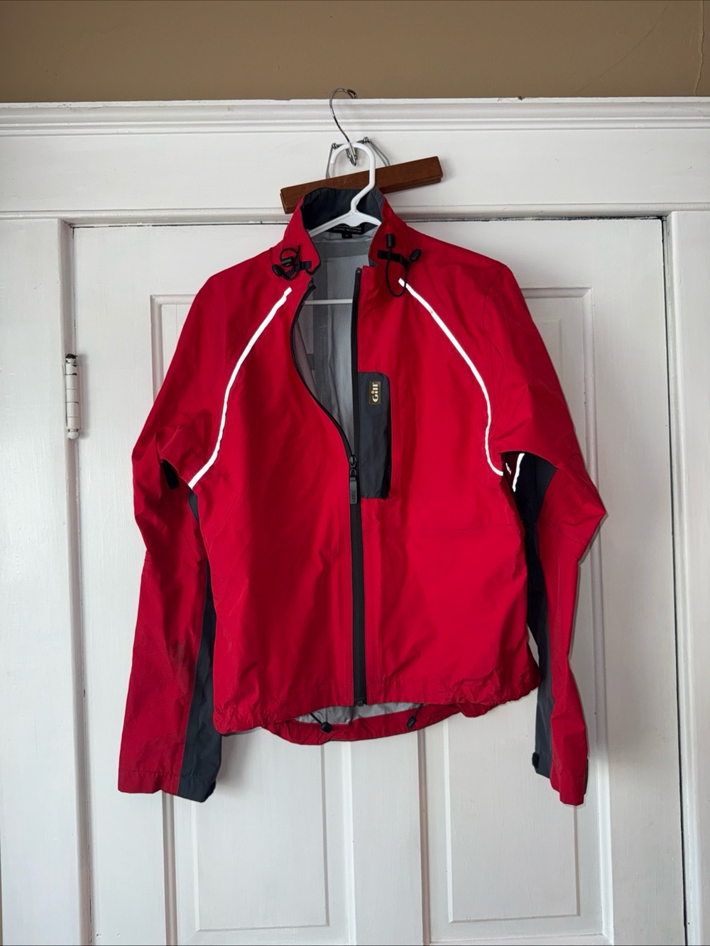 Red Lightweight Sailing Jacket with Reflective Trim waterproof